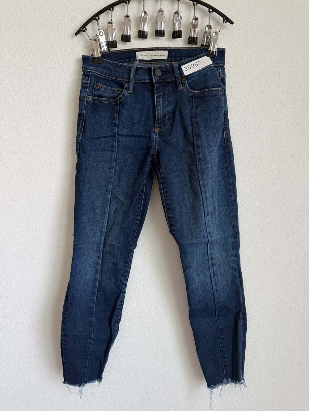 Gap 1969 True Skinny Ankle Dark Wash Pintuck Front Jeans 26P